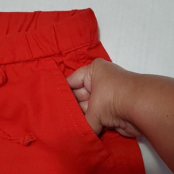 J. Crew Factory Red Pom Pom Pull On Linen Blend Shorts - Picture 4 of 8